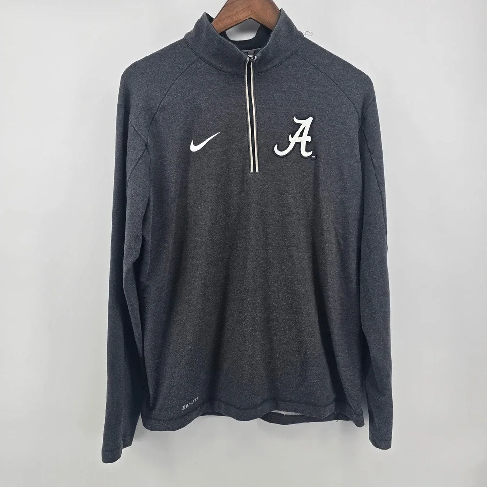 Nike Alabama Crimson Tide Dri-FIT Quarter Zip Pullover Charcoal Gray Mens Medium